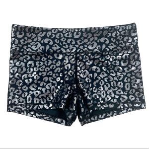 Wodbottom Black Silver Leopard Metallic Shorts 2.5" CrossFit Workout Size Medium
